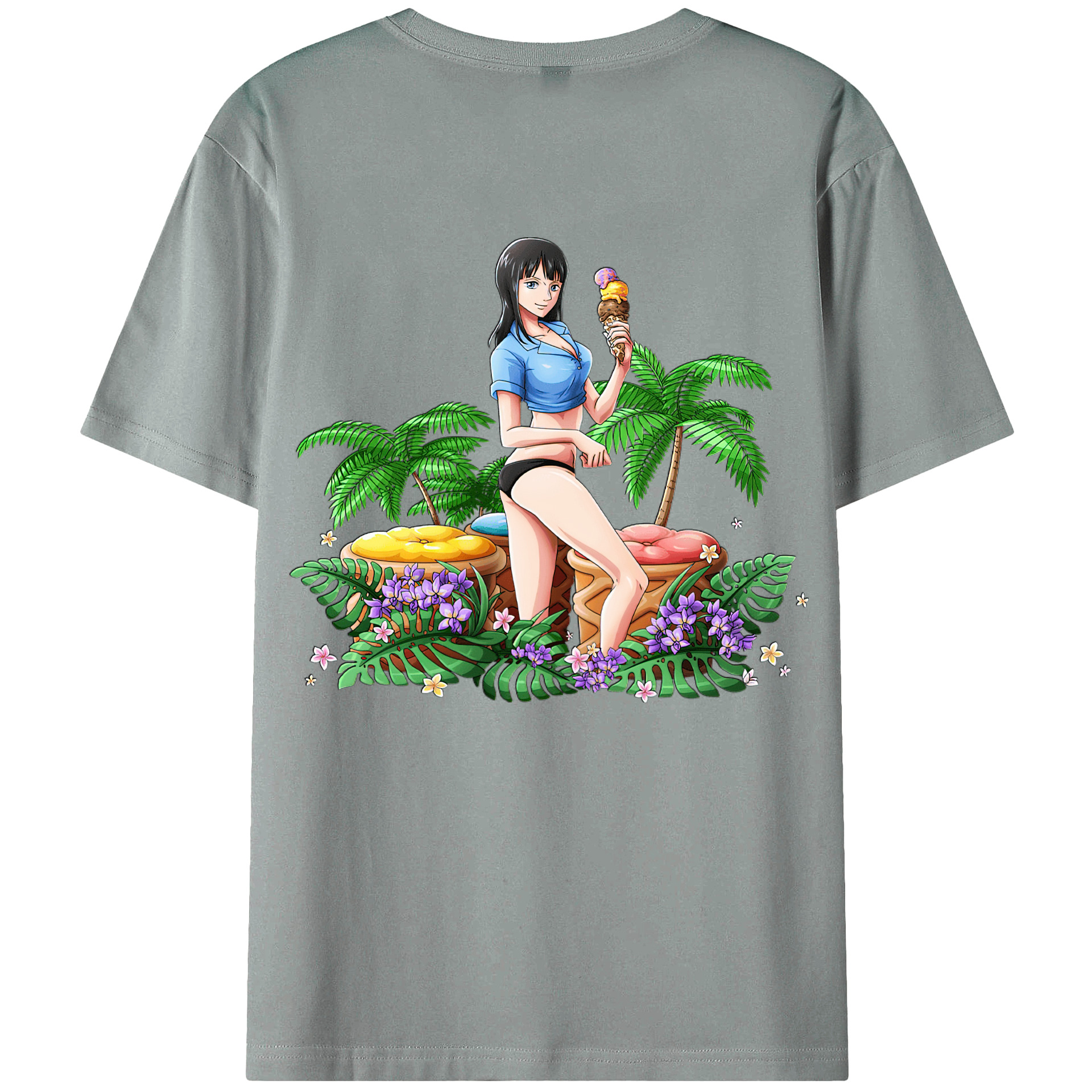 （画像用） Hello Kitty ハローキティ 綿100％ メンズ半袖Tシャツ（バックプリント） 通気性